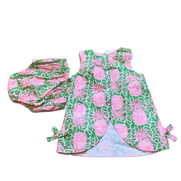 Lilly Pulitzer Green & Pink Pineapple Dress with Bloomers NWT 18-24 Months - Picture 2 of 2